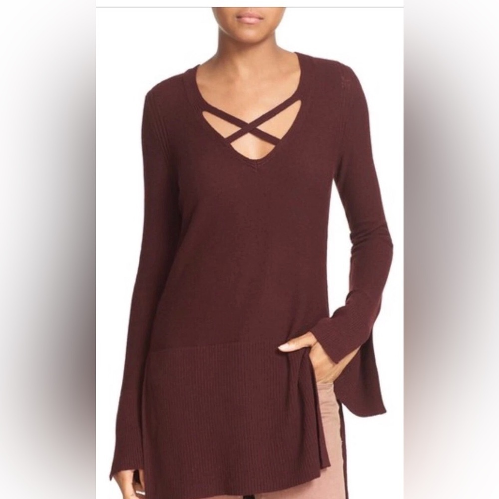 Free People Deep Burgundy Long Sleeve Tunic